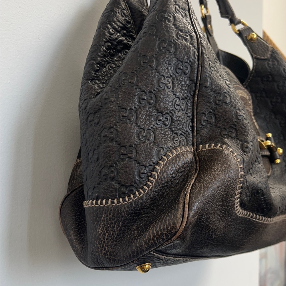 Pre-Loved GUCCI Guccissima Pelham Horsebit Large Shoulder Bag, Brown Leather - Picture 7 of 16